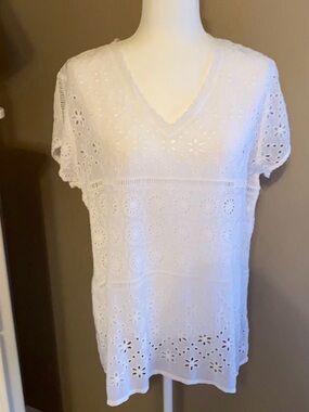 Johnny Was White Eyelet Top